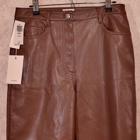 NWT Wilfred Melina Cognac Vegan Leather Pants, 5 Pocket, Size 6 - Picture 2 of 10